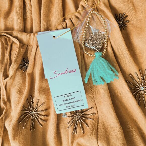 NEW REVOLVE Sundress Bianca Sunburst Beaded Top in Camel One Size Boho  Fall - Picture 8 of 10